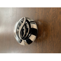 GORGEOUS TONY CRAY Black & White Abstract Swirl Art Glass Paperweight 3"W SIGNED