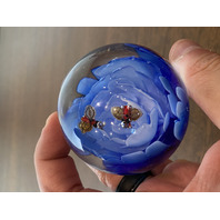 BEAUTIFUL Dynasty Gallery Heirloom Collectibles Blue Floral Paperweight 2.25"H