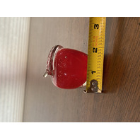 ADORABLE Small Red & Clear Art Glass Apple Paperweight SIGNED 2.25"H