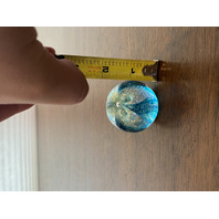 GORGEOUS GES 98' Small Blue Pilled Feather W/Gold Sparkles Paperweight 1.75"H