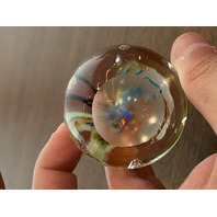 BEAUTIFUL Multicolored Butterfly W/Flowers Art Glass Paperweight 2"W