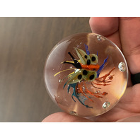 BEAUTIFUL Multicolored Butterfly W/Flowers Art Glass Paperweight 2"W