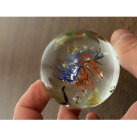 BEAUTIFUL Multicolored Butterfly W/Flowers Art Glass Paperweight 2"W