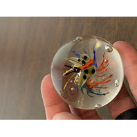 BEAUTIFUL Multicolored Butterfly W/Flowers Art Glass Paperweight 2"W