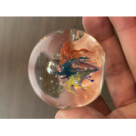 BEAUTIFUL Multicolored Butterfly W/Flowers Art Glass Paperweight 2"W