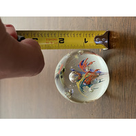 BEAUTIFUL Multicolored Butterfly W/Flowers Art Glass Paperweight 2"W