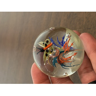 BEAUTIFUL Multicolored Butterfly W/Flowers Art Glass Paperweight 2"W