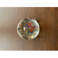 BEAUTIFUL Multicolored Butterfly W/Flowers Art Glass Paperweight 2"W
