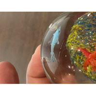 BEAUTIFUL Multicolored Underwater Sea Life Art Glass Paperweight 2"W