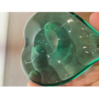 STUNNING Green Art Glass Heart Shaped Paperweight 3.75"L