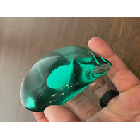 STUNNING Green Art Glass Heart Shaped Paperweight 3.75"L