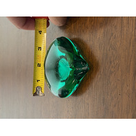 STUNNING Green Art Glass Heart Shaped Paperweight 3.75"L