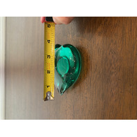 STUNNING Green Art Glass Heart Shaped Paperweight 3.75"L