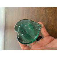 STUNNING Green Art Glass Heart Shaped Paperweight 3.75"L