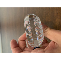 STUNNING VTG WATERFORD Crystal Monogram "PAT" Faceted Paperweight, SIGNED 3"W