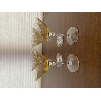 BEAUTIFUL SET(4) VTG Fostoria TROJAN TOPAZ Champagne/Tall Sherbet Glasses 6"H