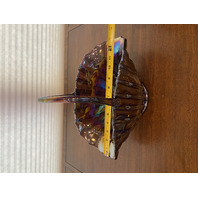 RARE VTG L. E. SMITH LARGE Amethyst Iridescent BROKEN COLUMN Basket 11.25"H