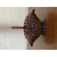 RARE VTG L. E. SMITH LARGE Amethyst Iridescent BROKEN COLUMN Basket 11.25"H