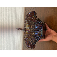 RARE VTG L. E. SMITH LARGE Amethyst Iridescent BROKEN COLUMN Basket 11.25"H