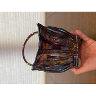 RARE VTG L. E. SMITH LARGE Amethyst Iridescent BROKEN COLUMN Basket 11.25"H