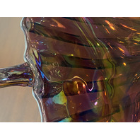 RARE VTG L. E. SMITH LARGE Amethyst Iridescent BROKEN COLUMN Basket 11.25"H