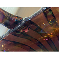 RARE VTG L. E. SMITH LARGE Amethyst Iridescent BROKEN COLUMN Basket 11.25"H