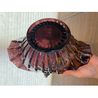 RARE VTG L. E. SMITH LARGE Amethyst Iridescent BROKEN COLUMN Basket 11.25"H