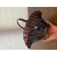 RARE VTG L. E. SMITH LARGE Amethyst Iridescent BROKEN COLUMN Basket 11.25"H