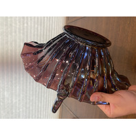 RARE VTG L. E. SMITH LARGE Amethyst Iridescent BROKEN COLUMN Basket 11.25"H