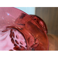 STUNNING LARGE VTG FENTON Cranberry Dot Optic Art Glass Vase 10"H