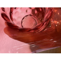 STUNNING LARGE VTG FENTON Cranberry Dot Optic Art Glass Vase 10"H