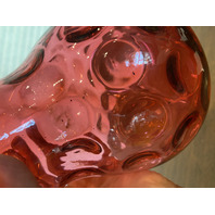 STUNNING LARGE VTG FENTON Cranberry Dot Optic Art Glass Vase 10"H