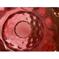 STUNNING LARGE VTG FENTON Cranberry Dot Optic Art Glass Vase 10"H