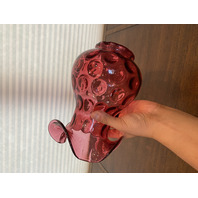 STUNNING LARGE VTG FENTON Cranberry Dot Optic Art Glass Vase 10"H