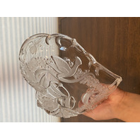 BEAUTIFUL VTG Mikasa Crystal Heart Shaped Bells, Doves, & Roses Dish 10.25"L