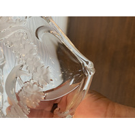 BEAUTIFUL VTG Mikasa Crystal Heart Shaped Bells, Doves, & Roses Dish 10.25"L