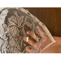 BEAUTIFUL VTG Mikasa Crystal Heart Shaped Bells, Doves, & Roses Dish 10.25"L