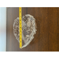 BEAUTIFUL VTG Mikasa Crystal Heart Shaped Bells, Doves, & Roses Dish 10.25"L