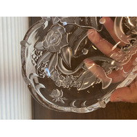 BEAUTIFUL VTG Mikasa Crystal Heart Shaped Bells, Doves, & Roses Dish 10.25"L