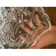 BEAUTIFUL VTG Mikasa Crystal Heart Shaped Bells, Doves, & Roses Dish 10.25"L