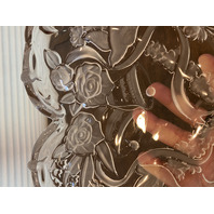 BEAUTIFUL VTG Mikasa Crystal Heart Shaped Bells, Doves, & Roses Dish 10.25"L