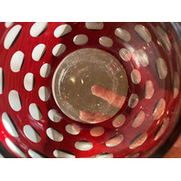 BEAUTIFUL VTG Cut To Clear Polka Dot/Circles Art Glass Vase 5"H