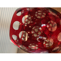 BEAUTIFUL VTG Cut To Clear Polka Dot/Circles Art Glass Vase 5"H