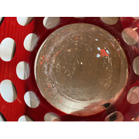 BEAUTIFUL VTG Cut To Clear Polka Dot/Circles Art Glass Vase 5"H