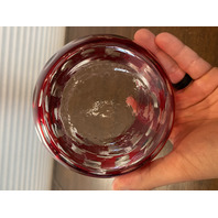 BEAUTIFUL VTG Cut To Clear Polka Dot/Circles Art Glass Vase 5"H