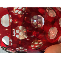 BEAUTIFUL VTG Cut To Clear Polka Dot/Circles Art Glass Vase 5"H