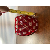 BEAUTIFUL VTG Cut To Clear Polka Dot/Circles Art Glass Vase 5"H