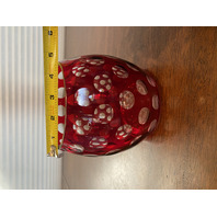 BEAUTIFUL VTG Cut To Clear Polka Dot/Circles Art Glass Vase 5"H