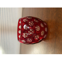 BEAUTIFUL VTG Cut To Clear Polka Dot/Circles Art Glass Vase 5"H