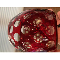 BEAUTIFUL VTG Cut To Clear Polka Dot/Circles Art Glass Vase 5"H